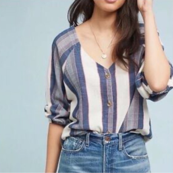 Anthropologie Tops - Anthropologie cloth & stone stripe button down shirt S